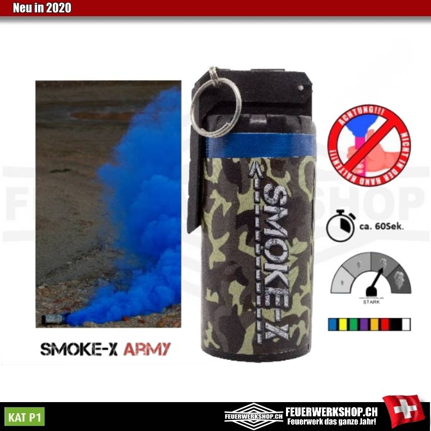 Große Rauchgranate für Paintball und Airsoft (Kipphebel - Blau)