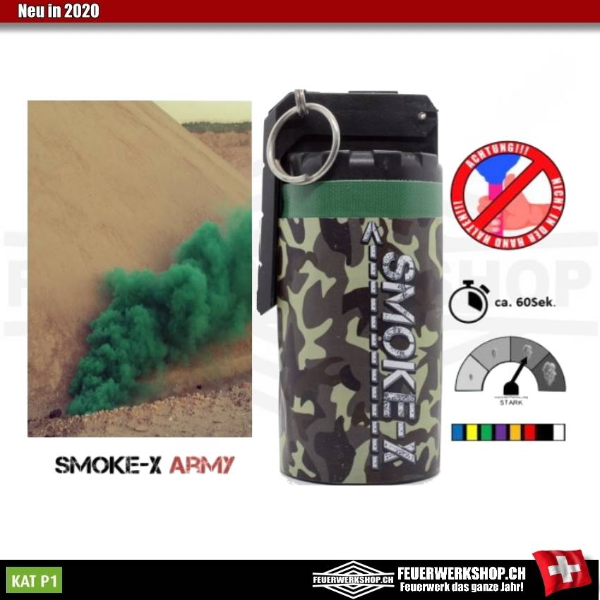 Große Rauchgranate für Paintball und Airsoft (Kipphebel - Grün)
